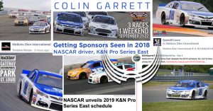 photo collage of NASCAR driver Colin Garrett in the news & on social media