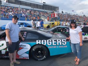 Joey & Alyssa Rogers with Colin Garrett's NASCAR racecar